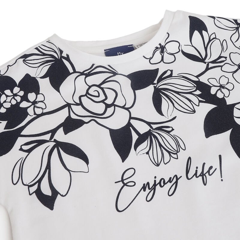 Girls Floral Printed Short Sleeve T-Shirt image number 2